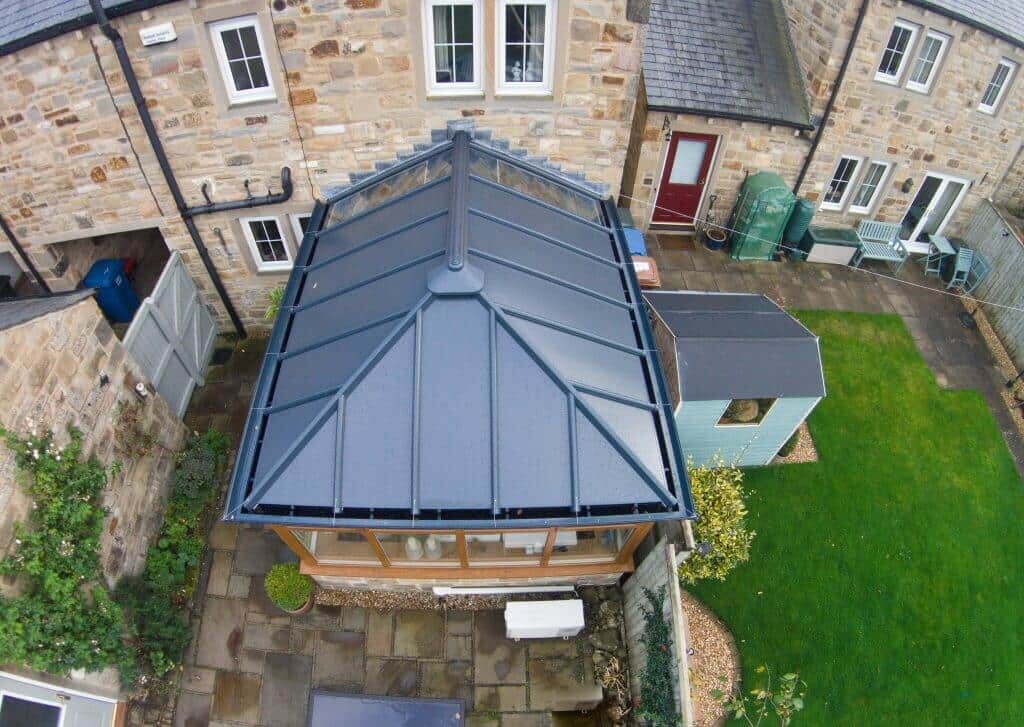 solid dark grey conservatory roof