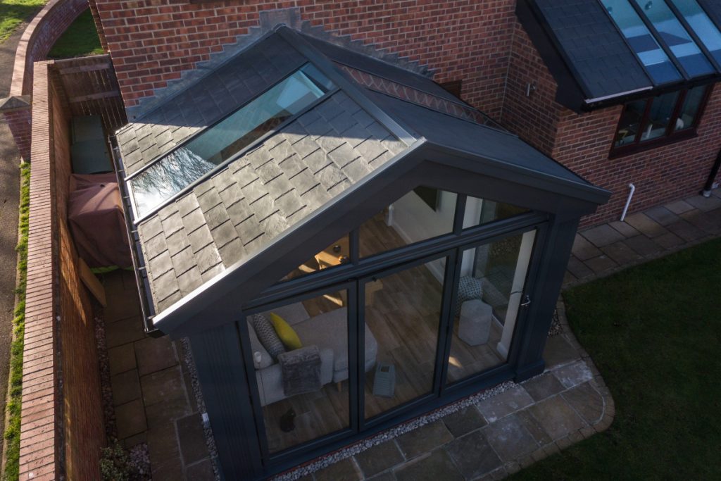 ultraroof hybrid tiled and glazed conservatory roof 